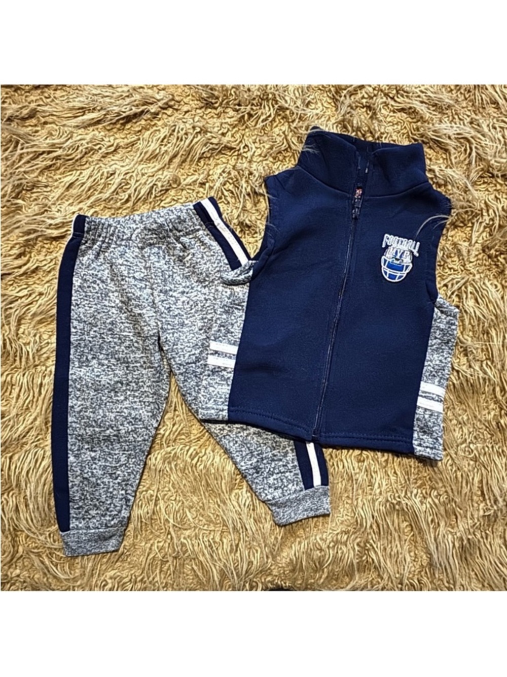 Jogger Set Kids' Navy & Gray Sweat Pants & Vest - Baby Toddler Boy 24 months